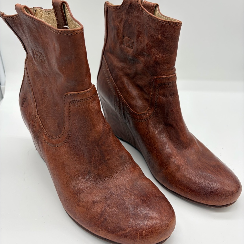 Frye Carson Wedge Leather Ankle Booties